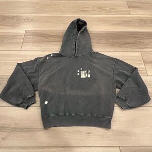 Anine Bing Alec Hoodie Bleached Faded Black Size XS